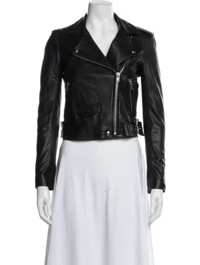 Pre-owned Iro Lamb Leather Biker Jacket In Blue