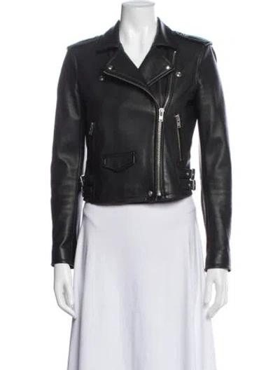 Pre-owned Iro Lamb Leather Biker Jacket In Blue