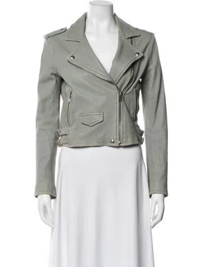 Pre-owned Iro Lamb Leather Biker Jacket In Blue