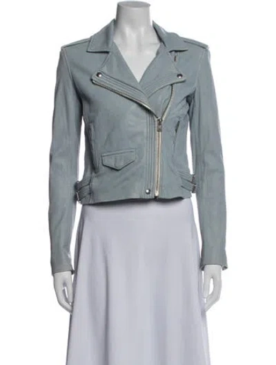 Pre-owned Iro Lamb Leather Biker Jacket In Blue