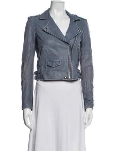Pre-owned Iro Lamb Leather Biker Jacket In Blue