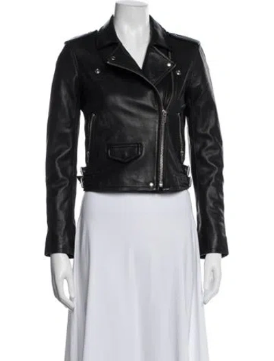 Pre-owned Iro Lamb Leather Biker Jacket In Blue
