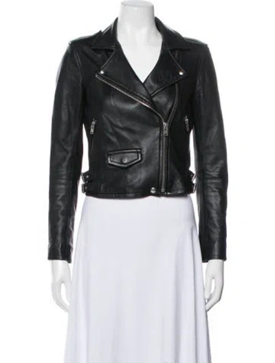 Pre-owned Iro Lamb Leather Biker Jacket In Blue