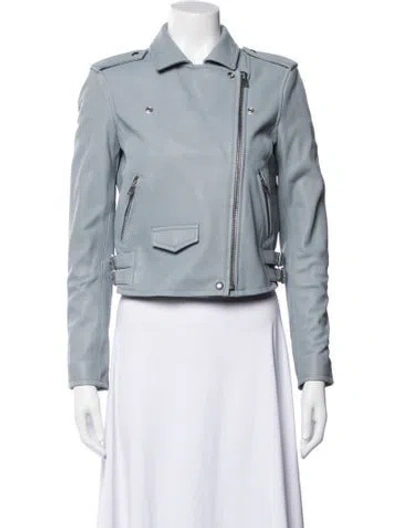 Pre-owned Iro Lamb Leather Biker Jacket In Blue