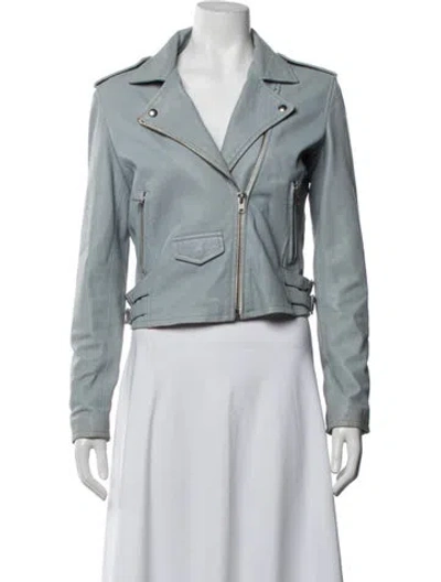 Pre-owned Iro Lamb Leather Biker Jacket In Blue