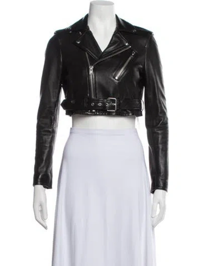 Pre-owned Iro Lamb Leather Biker Jacket In Blue
