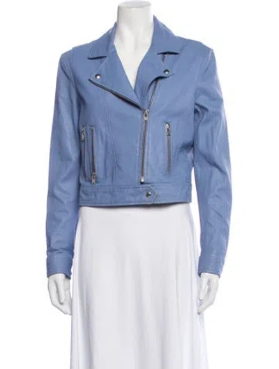 Pre-owned Iro Lamb Leather Biker Jacket In Blue