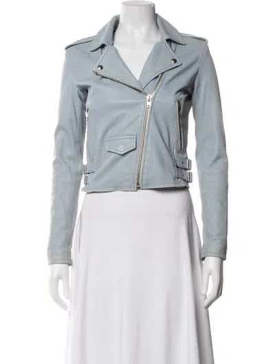 Pre-owned Iro Lamb Leather Biker Jacket In Blue