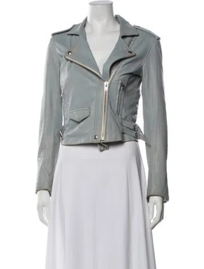 Pre-owned Iro Lamb Leather Biker Jacket In Blue/metallic