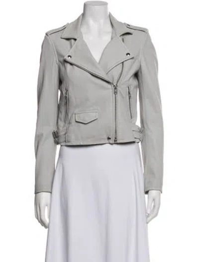 Pre-owned Iro Lamb Leather Biker Jacket In Blue/white