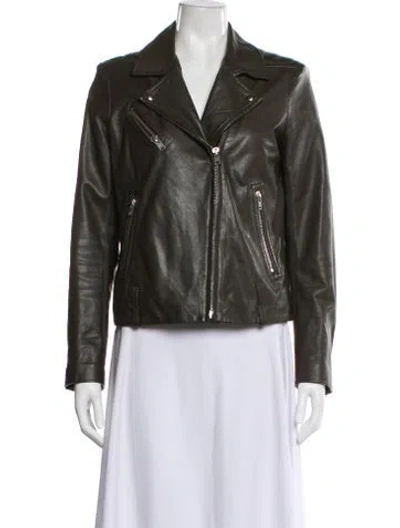 Pre-owned Iro Lamb Leather Biker Jacket In Brown