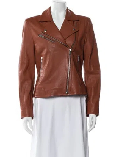 Pre-owned Iro Lamb Leather Biker Jacket In Brown