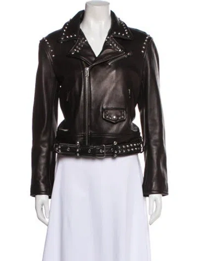 Pre-owned Iro Lamb Leather Biker Jacket In Brown