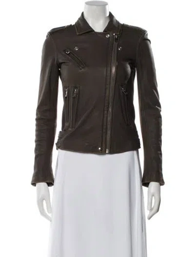 Pre-owned Iro Lamb Leather Biker Jacket In Brown