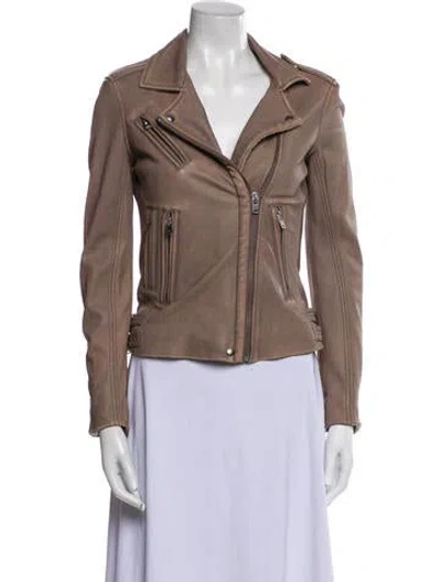 Pre-owned Iro Lamb Leather Biker Jacket In Brown