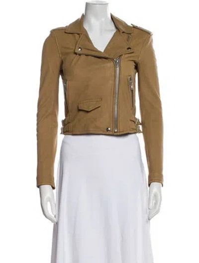 Pre-owned Iro Lamb Leather Biker Jacket In Brown