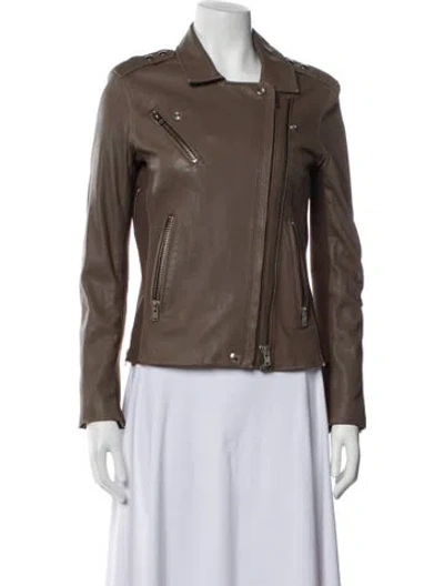 Pre-owned Iro Lamb Leather Biker Jacket In Brown