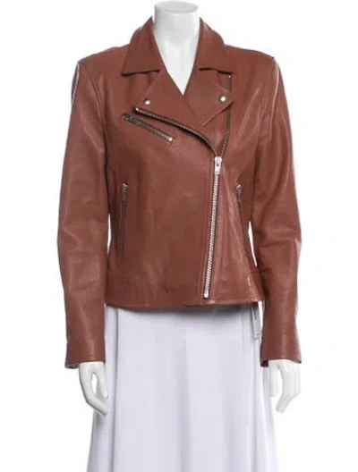Pre-owned Iro Lamb Leather Biker Jacket In Brown