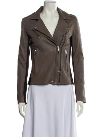 Pre-owned Iro Lamb Leather Biker Jacket In Brown