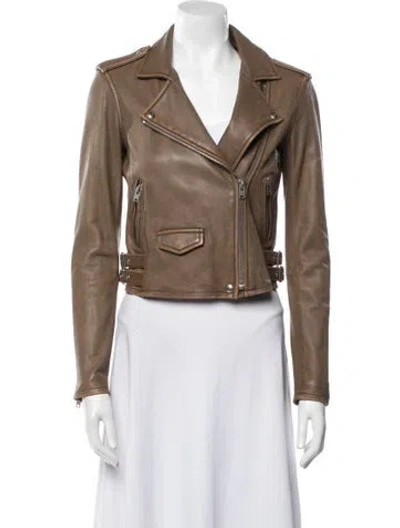 Pre-owned Iro Lamb Leather Biker Jacket In Brown
