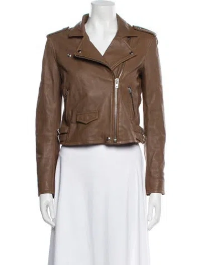 Pre-owned Iro Lamb Leather Biker Jacket In Brown
