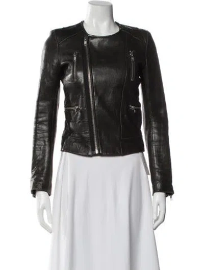 Pre-owned Iro Lamb Leather Biker Jacket In Brown