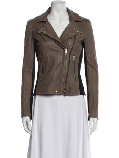 Pre-owned Iro Lamb Leather Biker Jacket In Brown