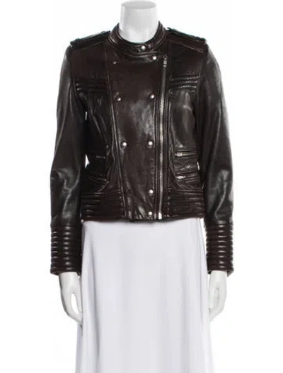 Pre-owned Iro Lamb Leather Biker Jacket In Brown