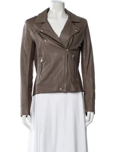 Pre-owned Iro Lamb Leather Biker Jacket In Brown