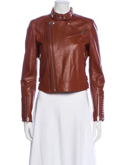 Pre-owned Iro Lamb Leather Biker Jacket In Brown