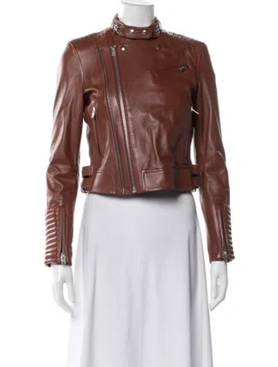 Pre-owned Iro Lamb Leather Biker Jacket In Brown