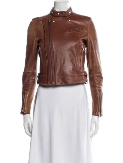 Pre-owned Iro Lamb Leather Biker Jacket In Brown