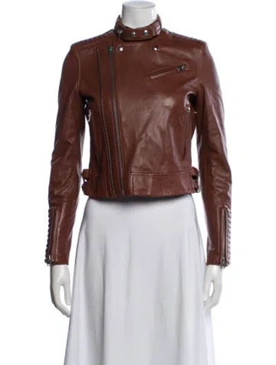 Pre-owned Iro Lamb Leather Biker Jacket In Brown