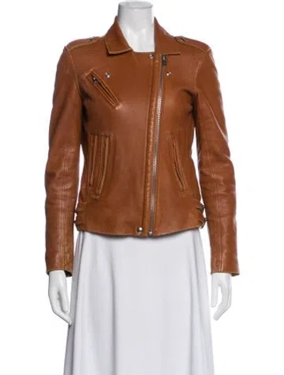 Pre-owned Iro Lamb Leather Biker Jacket In Brown