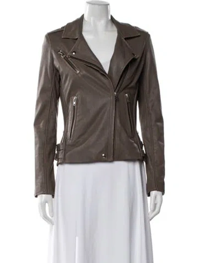 Pre-owned Iro Lamb Leather Biker Jacket In Brown