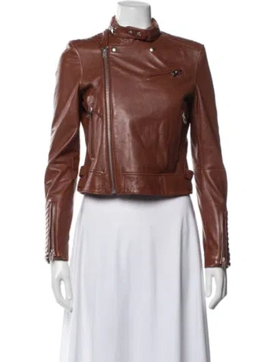 Pre-owned Iro Lamb Leather Biker Jacket In Brown