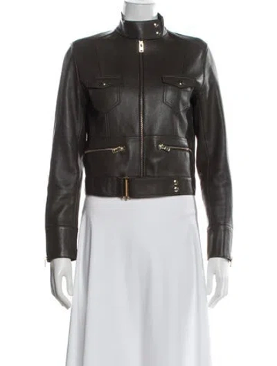 Pre-owned Iro Lamb Leather Biker Jacket In Brown