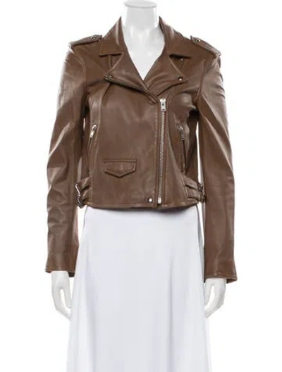 Pre-owned Iro Lamb Leather Biker Jacket In Brown