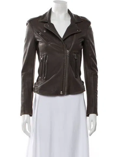 Pre-owned Iro Lamb Leather Biker Jacket In Brown