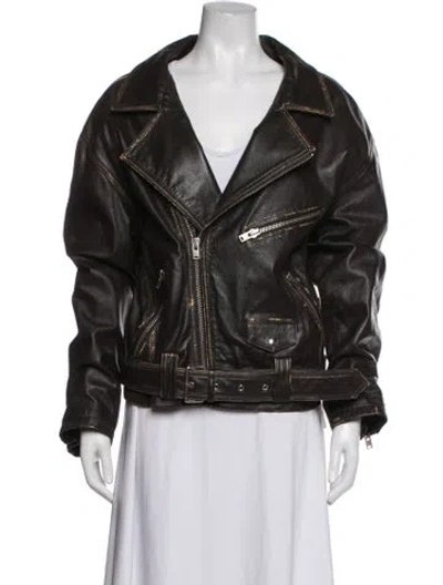 Pre-owned Iro Lamb Leather Biker Jacket In Brown