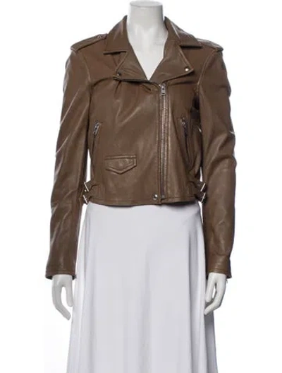 Pre-owned Iro Lamb Leather Biker Jacket In Brown