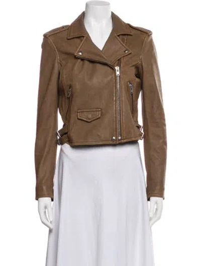 Pre-owned Iro Lamb Leather Biker Jacket In Brown