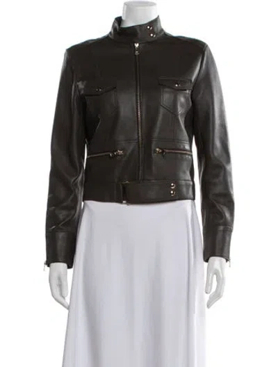Pre-owned Iro Lamb Leather Biker Jacket In Brown