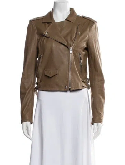 Pre-owned Iro Lamb Leather Biker Jacket In Brown