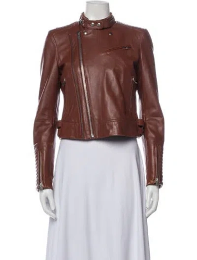 Pre-owned Iro Lamb Leather Biker Jacket In Brown