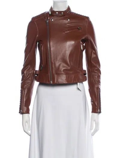 Pre-owned Iro Lamb Leather Biker Jacket In Brown