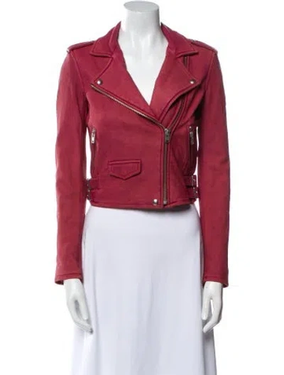 Pre-owned Iro Lamb Leather Biker Jacket In Burgundy