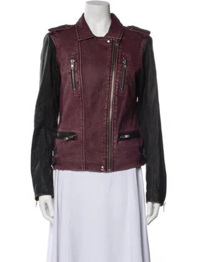 Pre-owned Iro Lamb Leather Biker Jacket In Burgundy