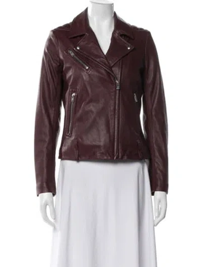 Pre-owned Iro Lamb Leather Biker Jacket In Burgundy