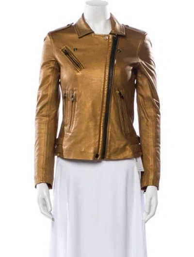 Pre-owned Iro Lamb Leather Biker Jacket In Gold